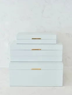 Long Lacquered Jewellery Box Blue