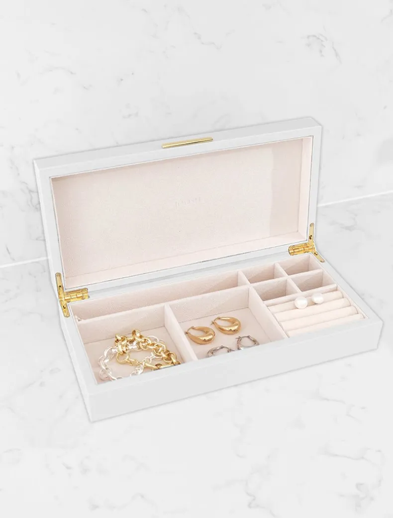 Long Lacquered Jewellery Box White