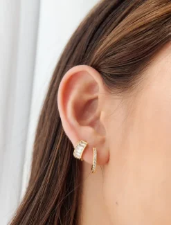 Lucienne Baguette Huggie Hoops Gold