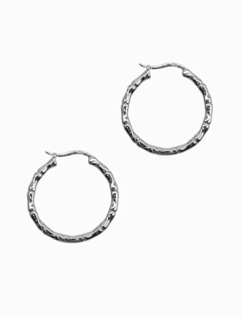 Lucienne Bamboo Hoops Rhodium