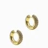 Lucienne Crusted Crystal Hoops Gold