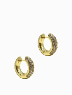 Lucienne Crusted Crystal Hoops Gold