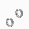 Lucienne Crusted Crystal Hoops Rhodium