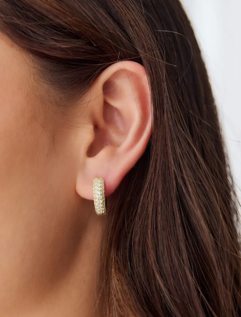 Lucienne Crusted Crystal Hoops Gold