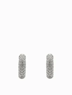 Lucienne Crusted Crystal Hoops Rhodium