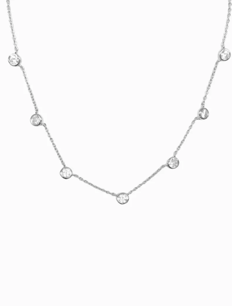 Lucienne Cubic Zirconia Spaced Necklace Rhodium