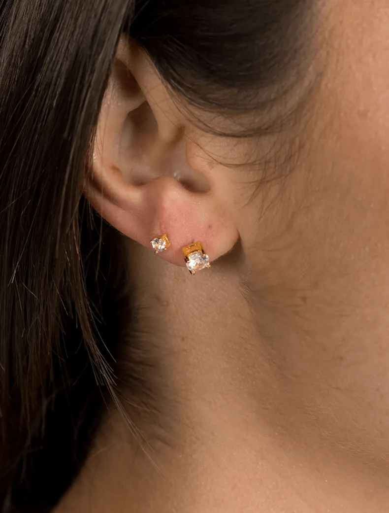 Lucienne Cubic Zirconia Studs 5mm Gold