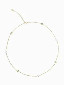 Lucienne Disk and Pearl Necklace Short Gold