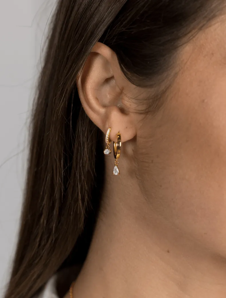 Lucienne Hoops with Cubic Zirconia Drop Gold