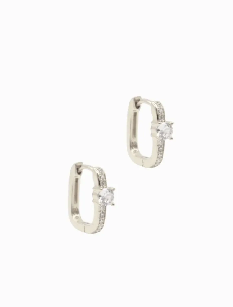 Lucienne Oblong Cubic Zirconia Hoops Rhodium