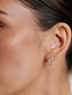 Lucienne Oblong Cubic Zirconia Hoops Rhodium