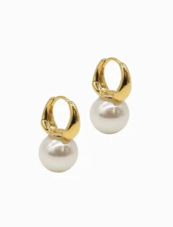 Lucienne Pearl Ball Huggies 925 Gold