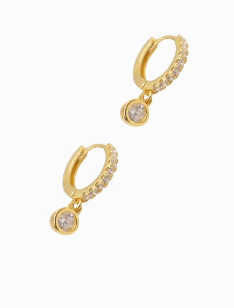 Lucienne Small Drop Cubic Zirconia Hoops Gold