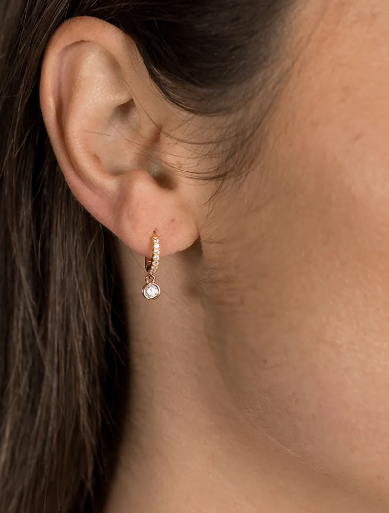 Lucienne Small Drop Cubic Zirconia Hoops Gold