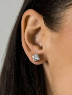 Lucienne Sterling Silver Square CZ Studs 7mm