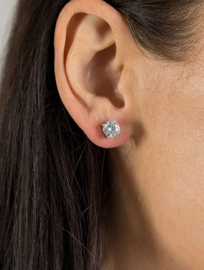 Lucienne Sterling Silver Round Crystal Studs 7mm