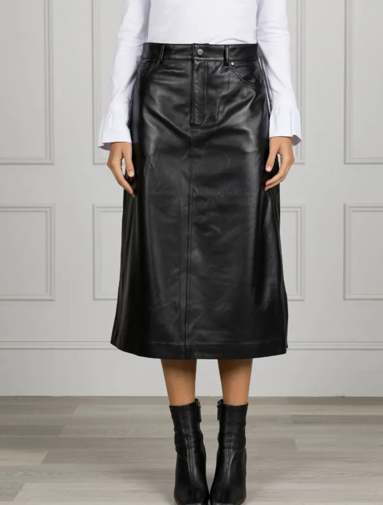 Madison Leather Skirt Black