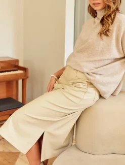 Madison Leather Skirt Latte
