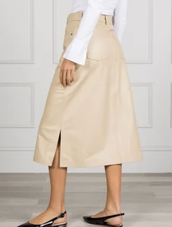 Madison Leather Skirt Latte