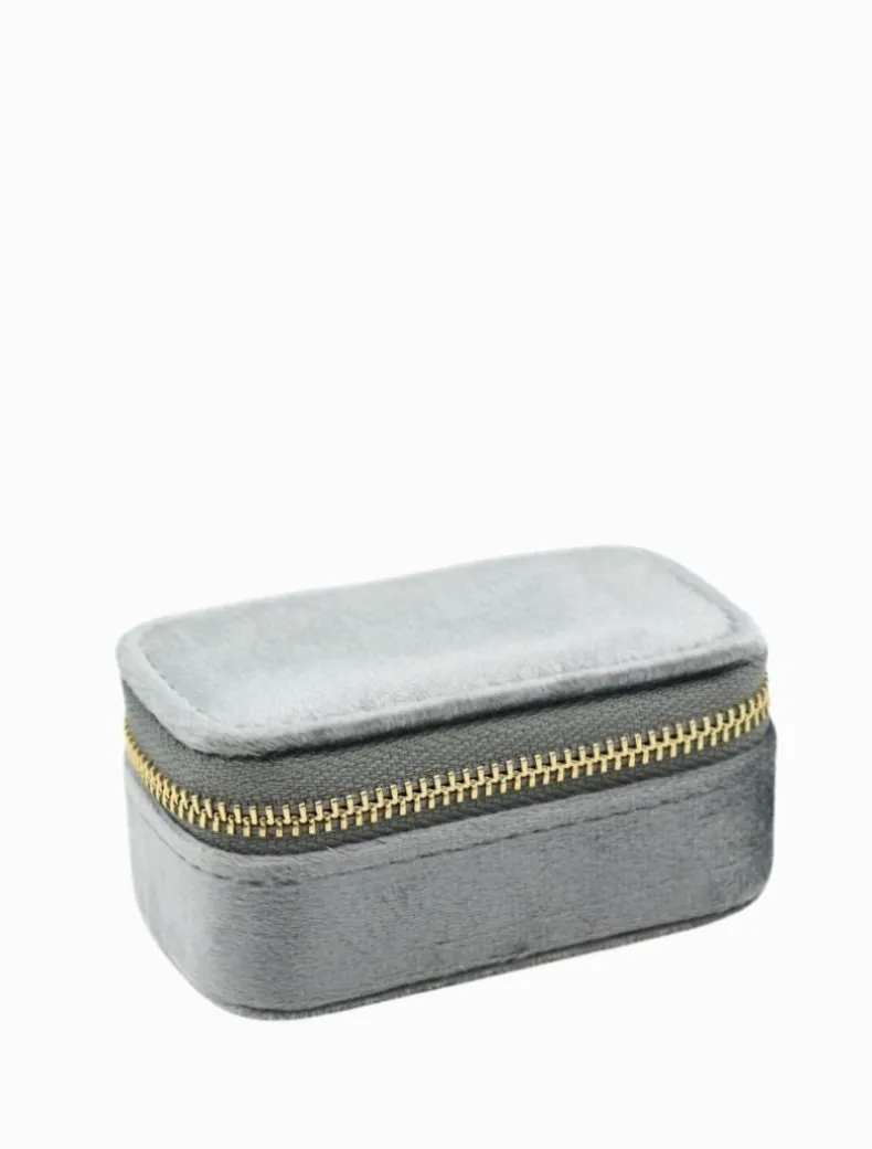 Mini Velvet Jewellery Case Silver