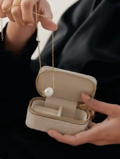 Mini Velvet Jewellery Case Champagne