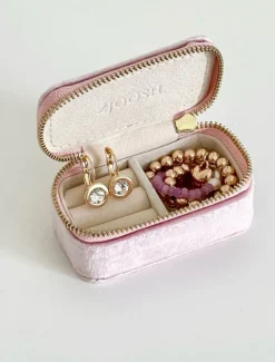Mini Velvet Jewellery Case Pink
