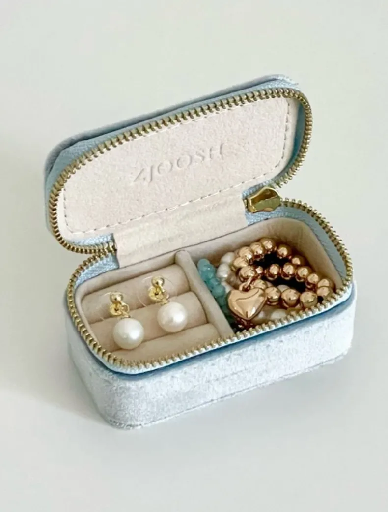 Mini Velvet Jewellery Case Blue