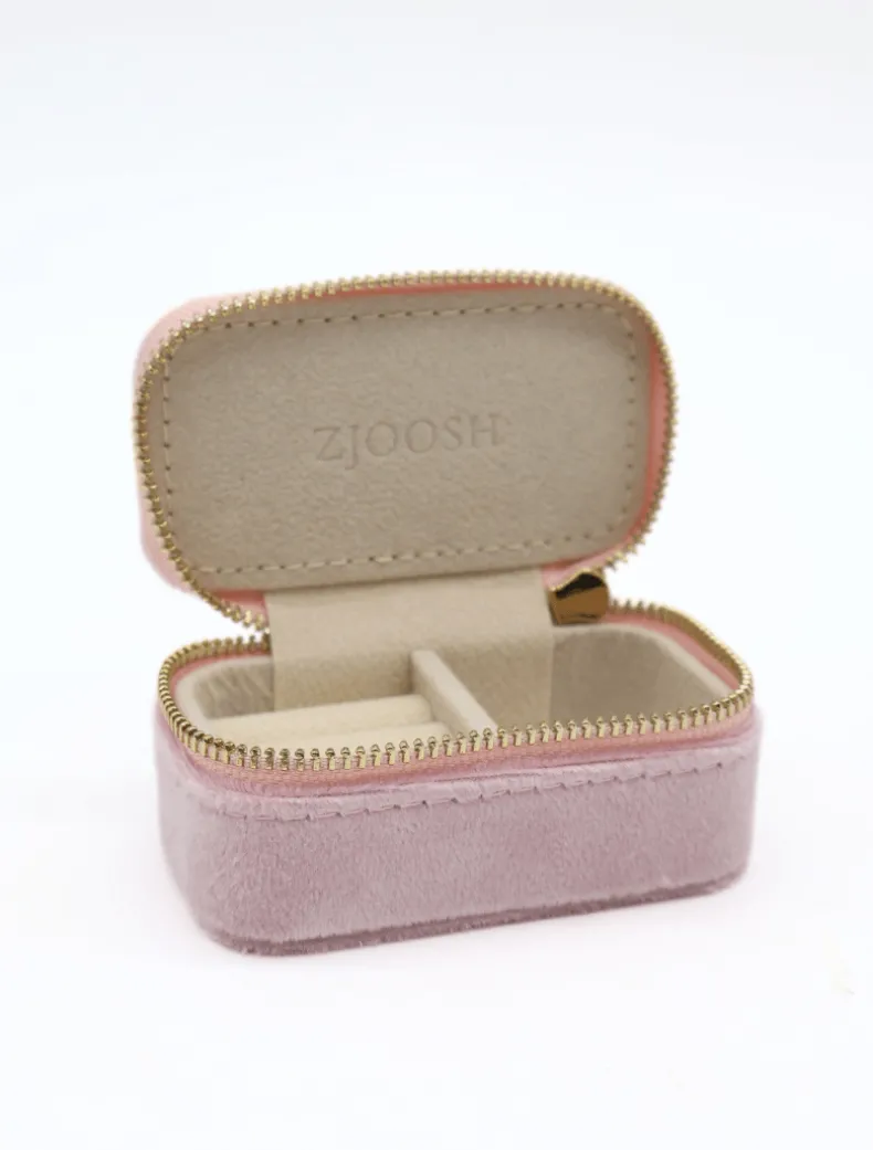 Mini Velvet Jewellery Case Pink