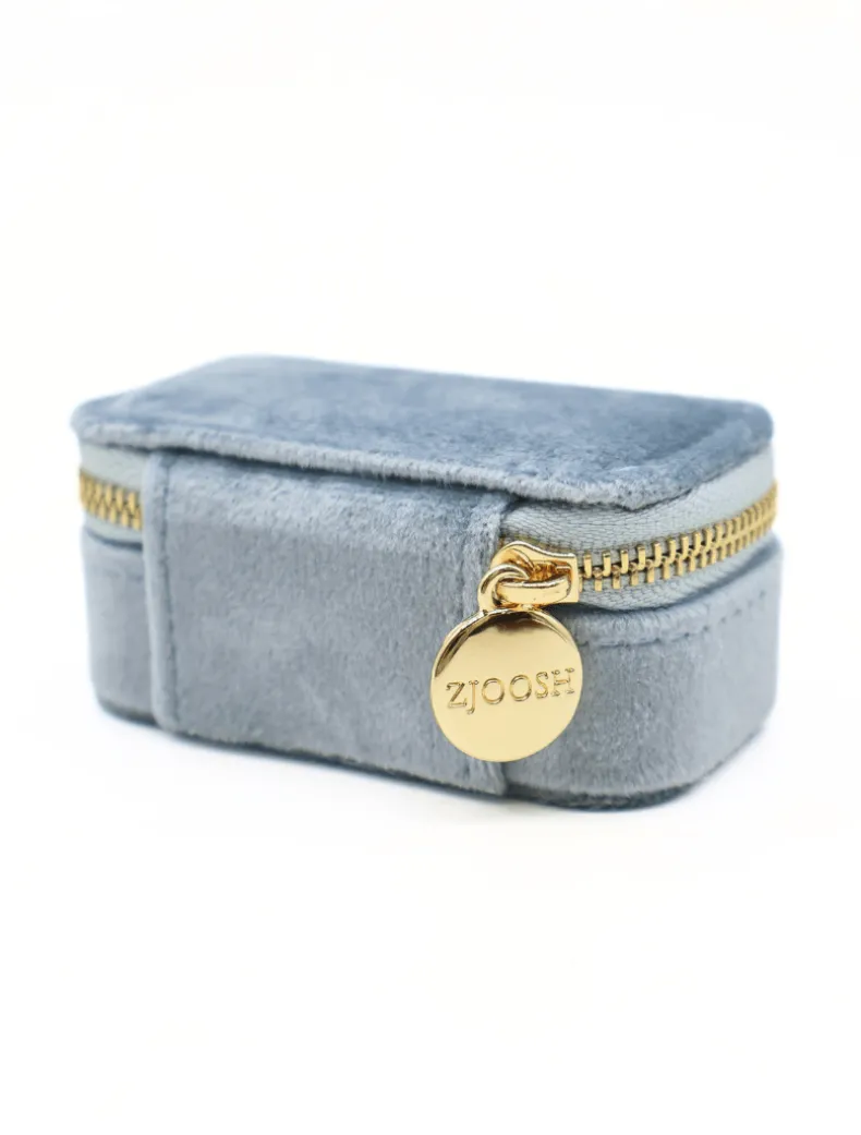 Mini Velvet Jewellery Case Blue