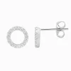 8mm Cubic Zirconia Pave Circle Studs Rhodium