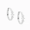 14mm Hoop Earrings 3 Cubic Zirconia Rhodium