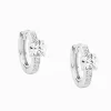 13mm Hoops Cubic Zirconia Solitaire Rhodium
