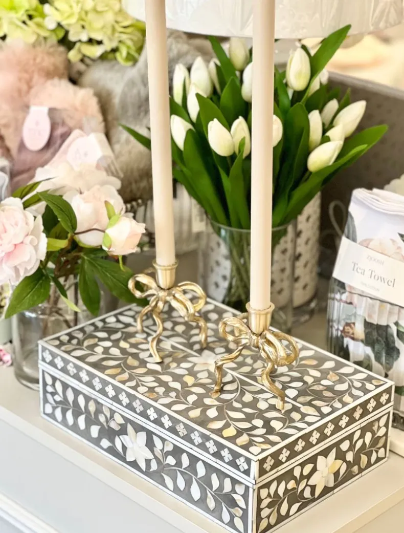 Mother Of Pearl Inlay Box Taupe