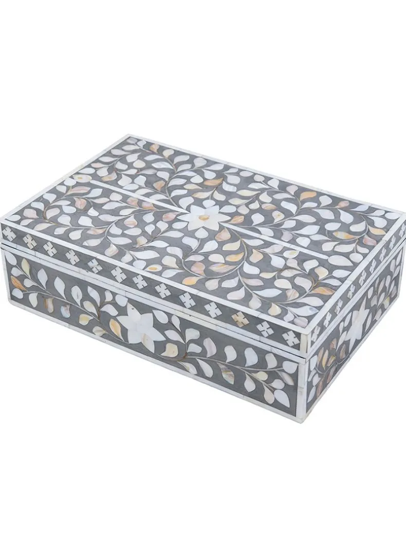 Mother Of Pearl Inlay Box Taupe