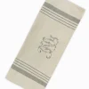 Natural Stripe Monogram Tea Towel Grey