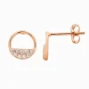 Open Circle Earrings Cubic Zirconia Rows Rose Gold