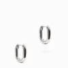 Oval Hoop Earrings Silver