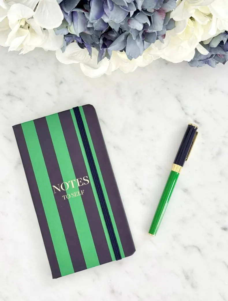 Paige Journal Navy Green Stripe