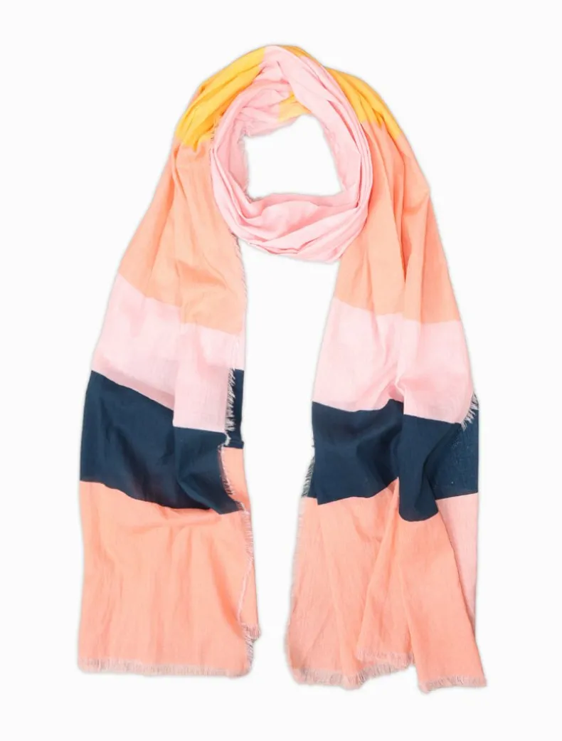 Panama Scarf Peach Navy Yellow