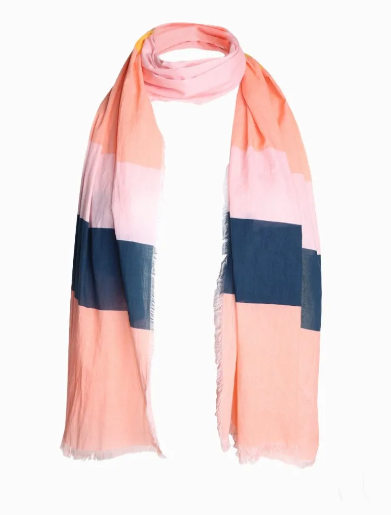 Panama Scarf Peach Navy Yellow