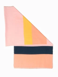 Panama Scarf Peach Navy Yellow