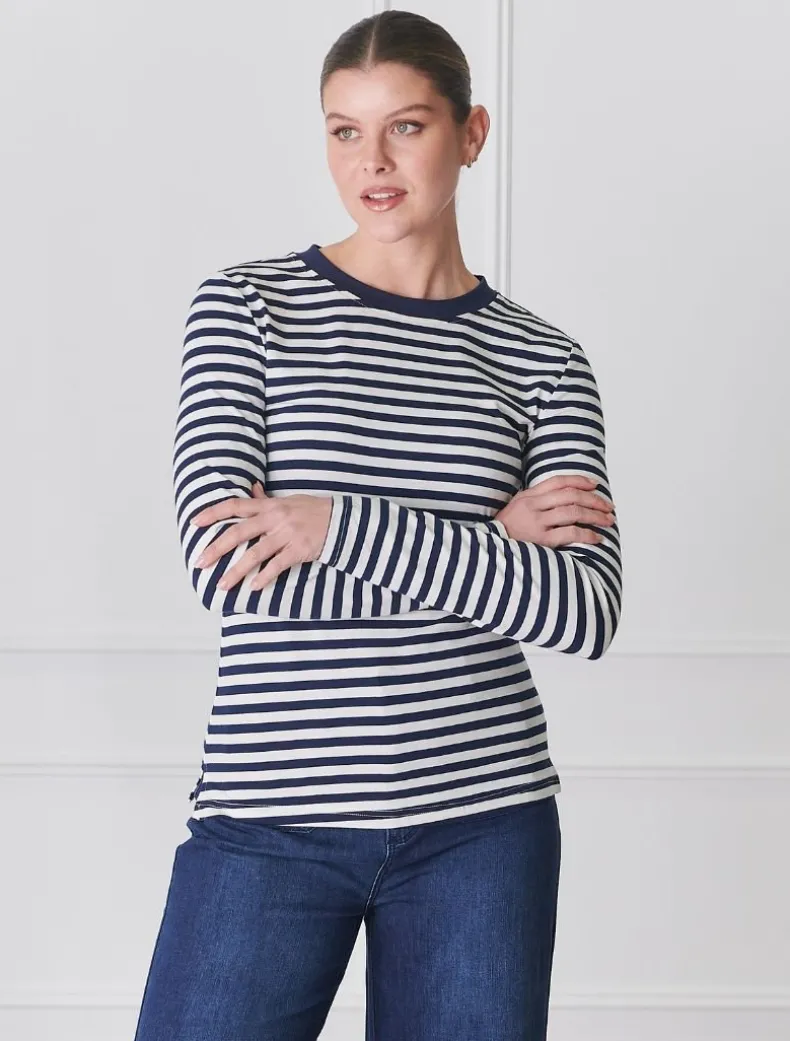 Paris Long Sleeve Tee Navy White