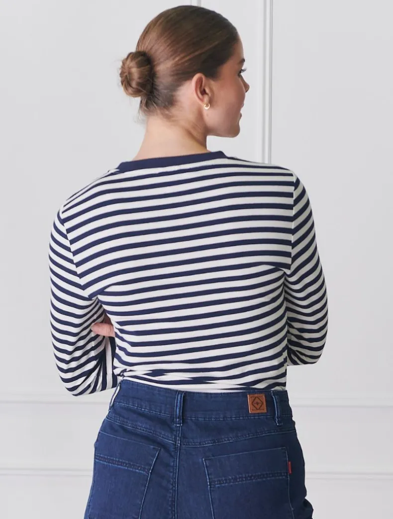 Paris Long Sleeve Tee Navy White