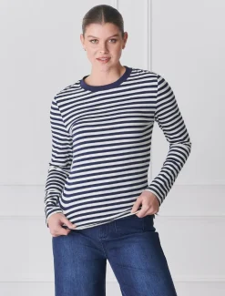 Paris Long Sleeve Tee Navy White