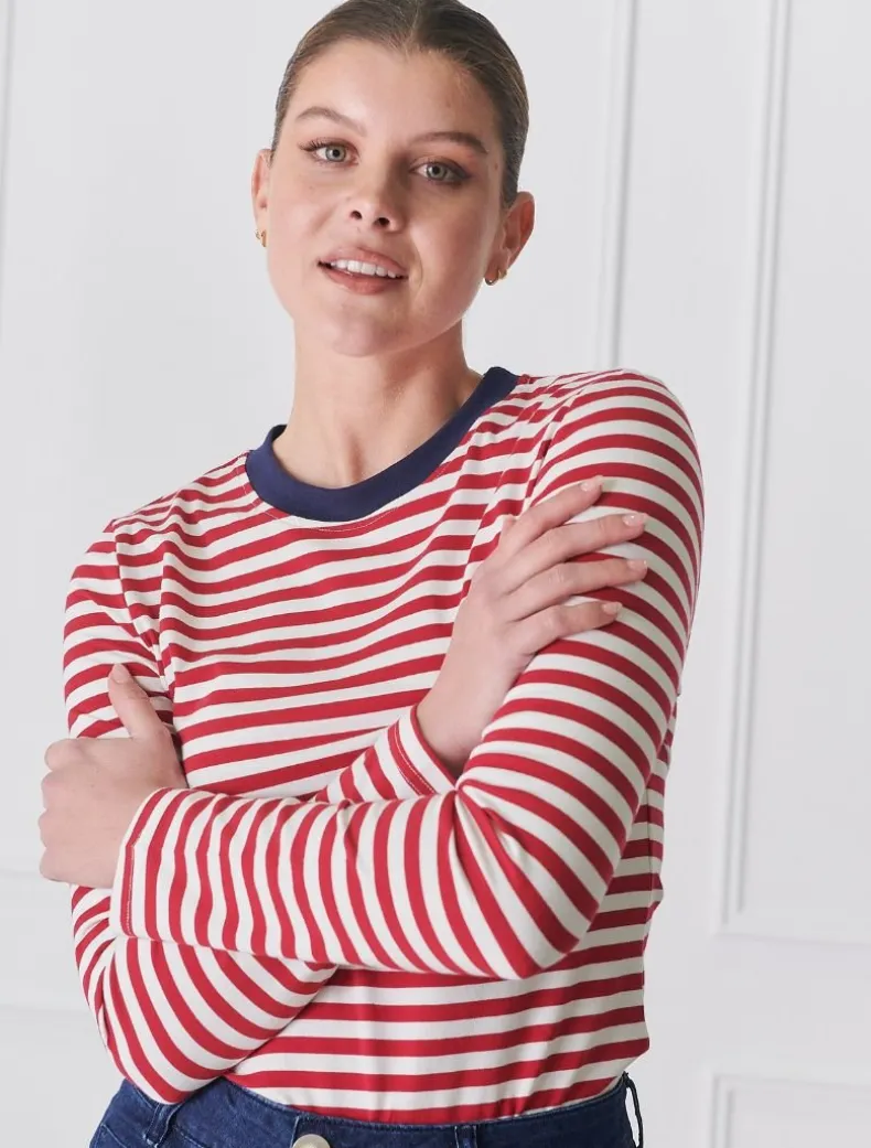 Paris Long Sleeve Tee Red White