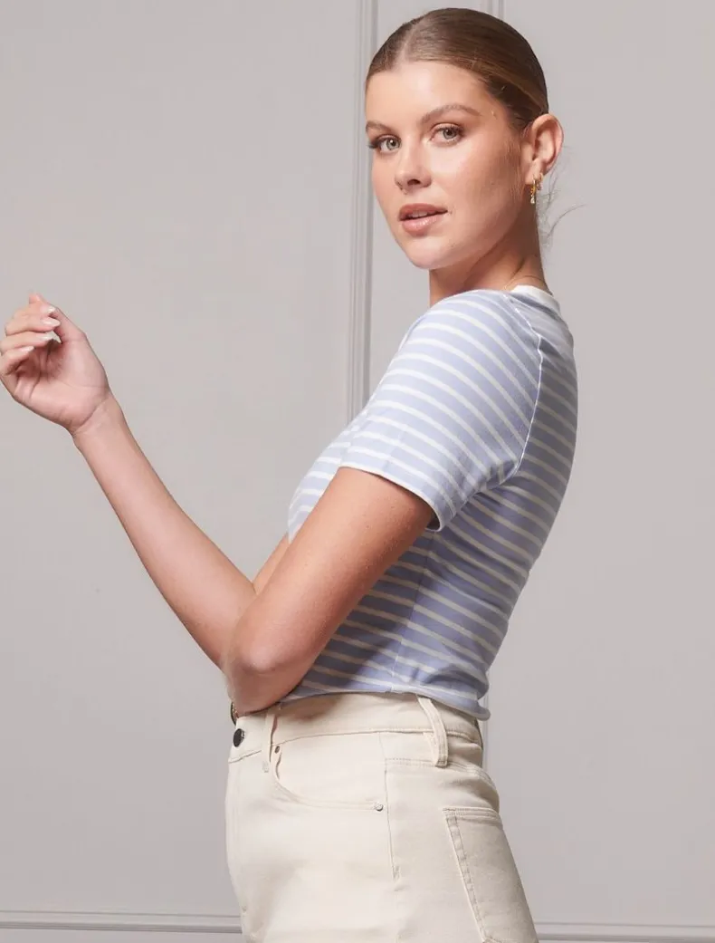 Paris Striped Tee Sky - FINAL SALE