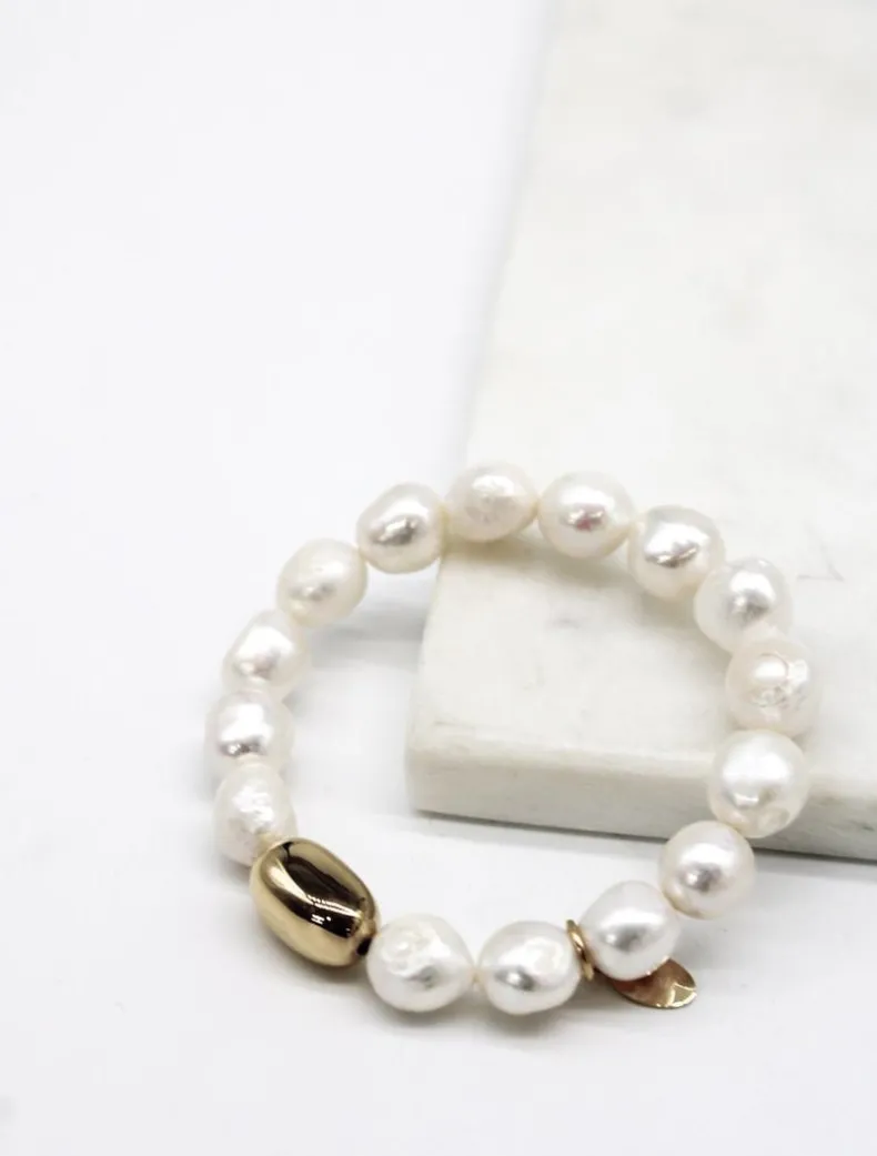 Pearl Bracelet Gold Bean