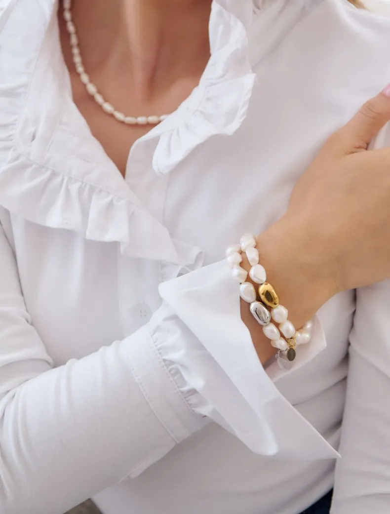 Pearl Bracelet Silver Bean