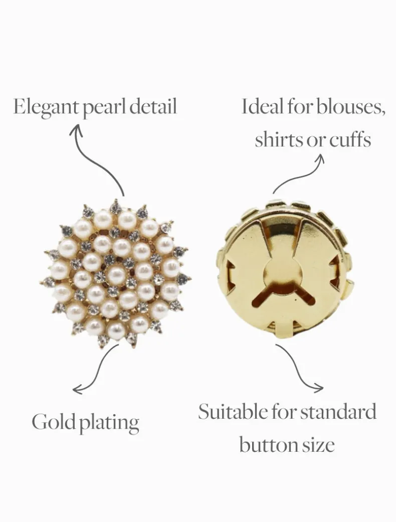 Pearl Crystal Button Covers Set of 2
