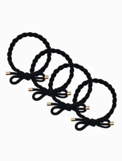 Plait Bow Hair Ties Set of 4 Black